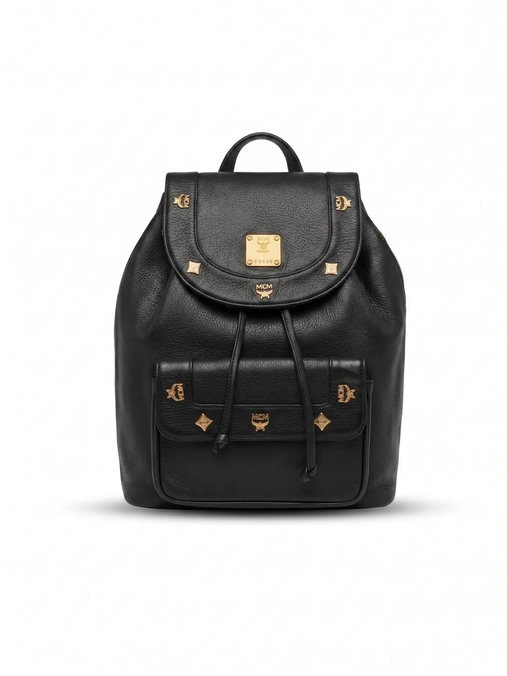 MCM Vintage Black Pebbled Leather Heritage Drawstring Backpack. Michael Cromer